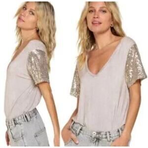 POL Sequin-sleeved T-shirt